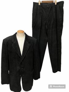 雰囲気抜群 90s ビンテージ オーバーサイズ コーデュロイ セットアップ 黒 ブラック ジャケット パンツ スーツ xpv