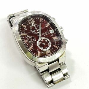 ◆ 美品◆シチズン CITIZEN クロノグラフ 腕時計 メンズ クォーツ デイト 日付 0610-S024749 SS シルバー クオーツ