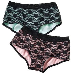 新品!花柄レース!ブラック系ボーダーショーツ!2枚セット!Sサイズ!