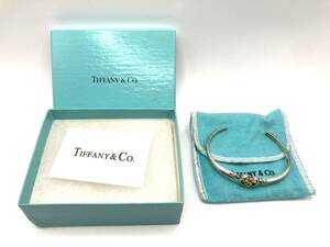 【TT4603】Tiffany&Co ティファニー ハート リボン バングル ブレスレット 750 925 総重量約13.6g 元箱、小袋付 