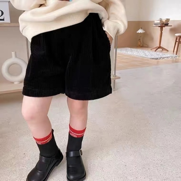 ショートパンツ スカート 裏起毛 短パン 膝上丈 短パン 女の子 秋冬 ハーフ 防寒（色：黒色　サイズ：80ｃｍ） B23