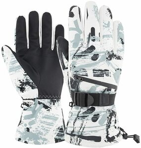 スキーグローブ 手袋 防水保温防寒 スマホ対応 雪遊び(サイズ：M ホワイト色)