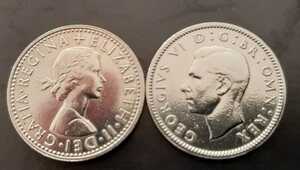 幸せのシックスペンス 2種類セット イギリス ラッキー6ペンス 英国コイン 美品です 本物 19.5mm 2.8gram 