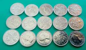 イギリス 1967年 ラッキー6ペンス 15枚セット 英国 コイン 美品 シックスペンス本物綺麗にポリッシュされていてピカピカのコインです