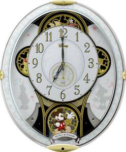 リズム【RHYTHM】ディズニー ミッキー&フレンズ M509 掛け時計 電波時計 からくり時計 メロディ付き 白 4MN509MC03 小売価格￥55,000