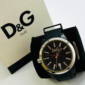 D&G 5TIME WATER RESISTANT 腕時計 ドルチェ&ガッバーナ ブラック メンズ 箱付き 袋付き 中古品 現状品 かっこいい ブラック 1648 