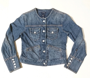 # lady's ( tops )[GAP]* Gap * Denim jacket * ound-necked *GAP STRETCH* declared size XS(M corresponding )* free shipping *(jj-5)