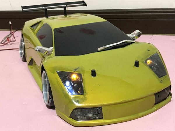 送料無料　当時物 1/10 お祭りライト仕様 ランボルギーニ ムルシエラゴ ラジコンボディ HPI RACING LAMBORGHINI MURCIELAGO スーパーカー