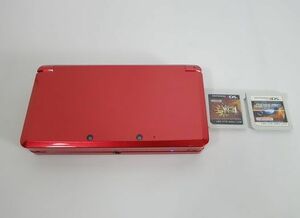 動作品 Nintendo ニンテンドー 3DS CRT-001 本体 ゲームソフト リッジレーサー3D モンスターハンター4付き 充電器 タッチペン欠品