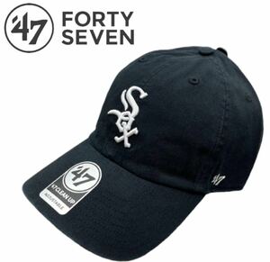 フォーティーセブン キャップ 柔らか ホワイトソックス　クリーンナップ 黒　メジャーリーグ キャップ帽子 新品