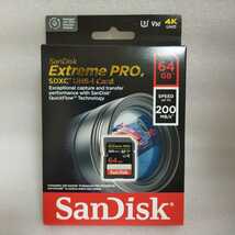 【未開封新品】 200MB/S SanDisk SDXC 64GB Extreme Pro 4K動画対応 SDカード サンディスク_画像1