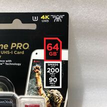 【未開封新品】 200MB/S SanDisk MicroSDXC 64GB Extreme Pro 4K動画対応 マイクロSDカード サンディスク_画像2