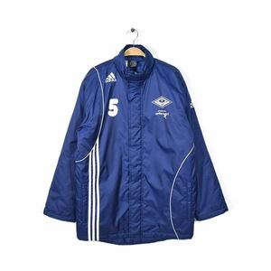 【送料無料】アディダス ユーロ チーム別注 ナイロンジャケット 紺 ネイビー ベンチコート サイズXL adidas 古着 @CK0168