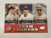 JOE MAUER JUSTIN MORNEAU CARLOS GOMEZ 2009 UD UPPER DECK TEAM LEADERS #450 TWINS 即決_画像1