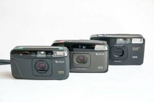 【動作確認済】FUJI CARDIA mini ELITE OP EVERYDAY OP Travel mini DUAL-P FUJIFILM カルディア3台セット コンパクトフィルムカメラ 