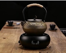 新入荷☆ 壺 手彫り鉄壺 鉄やかん やかん ポット お茶沸かし 茶道 工芸品 アンティーク レトロ 大容量 煎茶道具_画像6