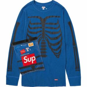 新品 Supreme 23AW Hanes Bones Thermal Crew シュプリーム ヘインズ ボーンズ サーマル クルー 長袖 Tシャツ Blue ブルー 青 L Large