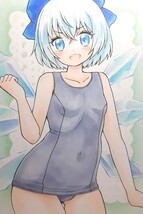 手描きイラスト ハガキ 東方project チルノ スク水 送料無料_画像2