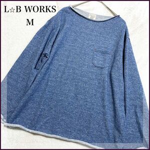 L☆B WORKS デニム調 杢ブルー やわらかカットソー M メンズ 長袖 Tシャツ