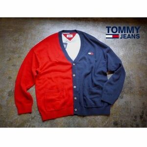 新品未使用 トミージーンズ ロゴ トリコカラー ニット カーディガン TOMMY HILFIGER TOMMYJEANS　メンズ