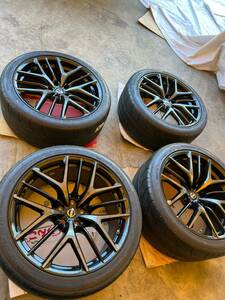 ★☆美品 RAYS 日産R35 GT-R後期純正 ガリ傷なし 20インチ9.5+45 10.5j+25 PCD114.3 ダンロップ純正タイヤ 255/40 285/35ZR20 鍛造☆★