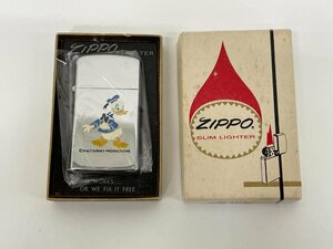 【T243】未使用保管品 ZIPPO ジッポ　1976　DISNEY　ドナルド　スリムジッポ　極上品　未着火　アンティーク ンテージ 現状品