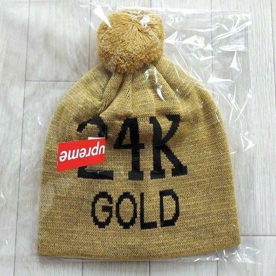 新品！Supreme　ニット帽　金ラメ　フリーサイズ　24KGOLD　ゴージャス　Supremeボンボンニット帽