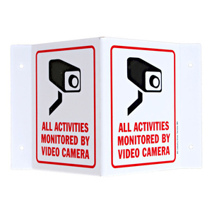 看板 プロジェクティングサイン VIDEO CAMERA (監視カメラ作動中) 高さ15.5×幅24×奥行9cm プラスチック製