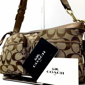 1円 【超高級品・定価8万】COACH コーチ ショルダーバッグ ワンショルダー ハンドバッグ 大容量 キャンバス シグネチャー レディース 