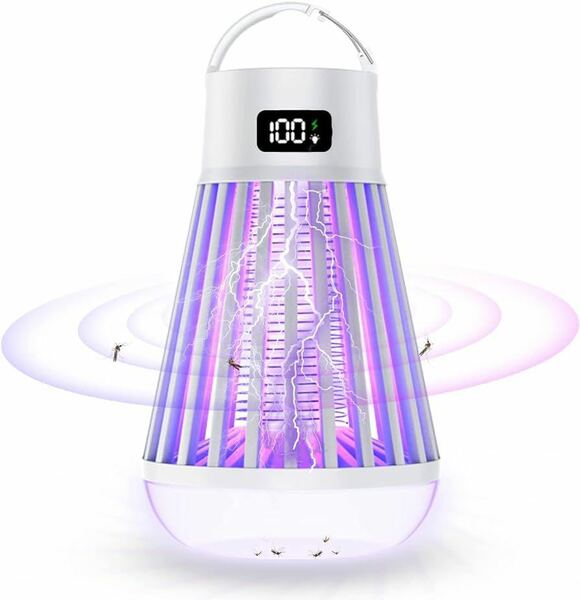 捕虫器 捕虫器 ハエ取り器 UV光源 USB充電式 電気蚊取り器 家庭用 360°強力蚊取り器 IPX5防水 小型 LED殺虫器 静音設計 省エネ
