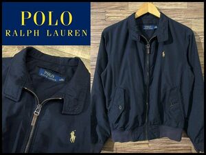 送無 POLO RALPH LAUREN ポロ ラルフローレン ポニー 刺繍 ナイロン スイングトップ ドリズラー ジャケット ブルゾン パッカブル仕様 紺 XS