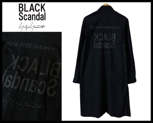 送無 数回着用の美品 BLACK Scandal Yohji Yamamoto ヨウジヤマモト 2019-2020 Automne / Hiver バック ロゴ スタッフ コート ジャケット 1