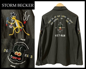 G① ■ 定価21,780 STORM BECKER ストームベッカー VIET-NAM 361 RATS SHIRTS ネップ生地 モンスター 刺繍 装飾 ベトナム ラッツ シャツ M