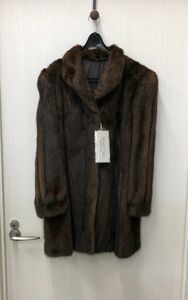 【20410】GRACE FUR FASHION グレースファーファッション 毛皮 コート ミンク サイズ13 ブラウン系 着丈約80ｃｍ タグ付き 梱包100サイズ