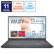 ⑭ 未開封 MSI ノートパソコン Office付き [15.6型FHD /AMD Ryzen 7 5700U/メモリ：16GB /SSD：512GB/カーボングレイ Modern-15-A5M-258JP_画像1