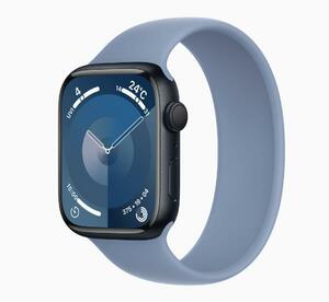 新品未開封 Apple Watch Series9 45mm GPSモデル Midnight Aluminum MR9Q3J/A A2980 & ウインターブルーソロループ