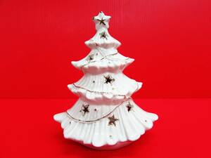 クリスマスツリー型 キャンドルホルダー Xmas Christmas クリスマス インテリア オブジェ 置物 飾り物 雑貨 小物 陶器製 高さ18㎝