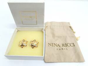 NINA RICCI ニナリッチ イヤリング ゴールドカラー 星 スター ラインストーン ブランド アクセサリー ファッション小物 服飾小物 袋/箱付