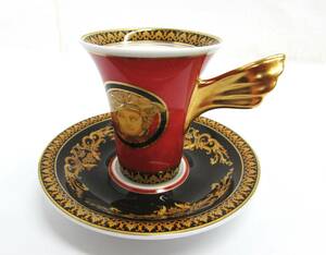 美品 Versace ヴェルサーチ Rosenthal ローゼンタール コラボレート デミタスカップ カップ＆ソーサー コーヒーカップ ブランド 茶器 食器