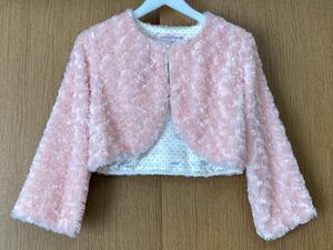 洗える♪ 極美品 キャサリンコテージ 150 女の子 フェイクファー ボレロ カーディガン ピンク モコモコ フワモコ 結婚式 ピアノ 発表会 等