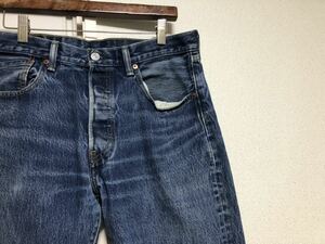 2012年6月生産オールドMADE IN MEXICOメキシコ製Levi's リーバイス501デニムパンツ鬼ヒゲボタン裏4032表記W33実測W86cmL83cm裾スレあり