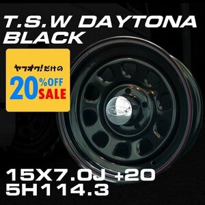 ▼ ティスファクトリー TSW DAYTONA デイトナ ブラック 15×7J +20 5穴 114.3 ホイール 4本セット [100系ハイエース / ハイラックス など]