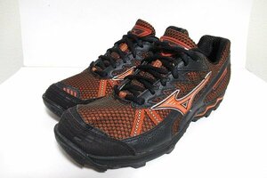 z11270:未使用mizuno（ミズノ）Wave Harrier 2ウェーブハリアー２トレイルランニングシューズ（8KN88657）黒×オレンジ/27.0