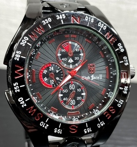 Clubface クラブフェイス 腕時計 時計 ウォッチ アナログ クォーツ 3針 メタルバンド レッド ブラック 赤 黒 シンプル 新品電池交換済み