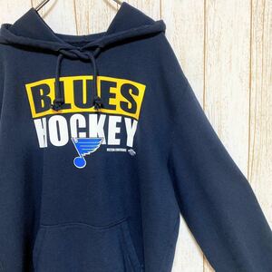 47Brand NHL St.Louis Blues セントルイス・ブルース プリント スウェット パーカー L USA古着 アメリカ古着