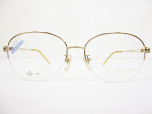 ∞【デッドストック】HARDY AMIES ハーディエイミス 眼鏡 メガネフレーム HE2416 53[]16-130 メタル ナイロール ハーフリム ゴールド □H8