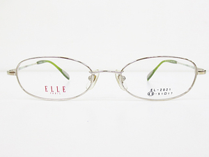 ∞ ELLE エル 眼鏡 メガネフレーム EL-2021 49□17-135 メタル チタン フルリム シルバー グリーン □H8