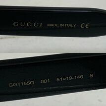 GUCCI グッチ MADE IN ITALY イタリア製 GG1155O 001 テンプル GUCCIロゴ ウェリントンフレーム スクエアフレーム 黒縁メガネ アーカイブ_画像7