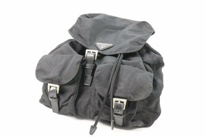 PRADA プラダ テスートナイロン 三角ロゴ 巾着型 リュックサック ナイロン×レザー ブラック 黒 バッグ かばん 鞄 レディース 9364-HA