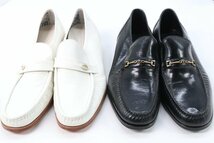 【2点】FLORSHEIM フローシャイム ローファー レザー 革靴 101/2 12D ブラック ホワイト メンズ 紳士 ビジネスシューズ まとめ 9375-HA_画像1